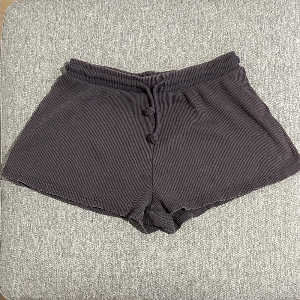Zara Dark Purple Ribbed Shorts